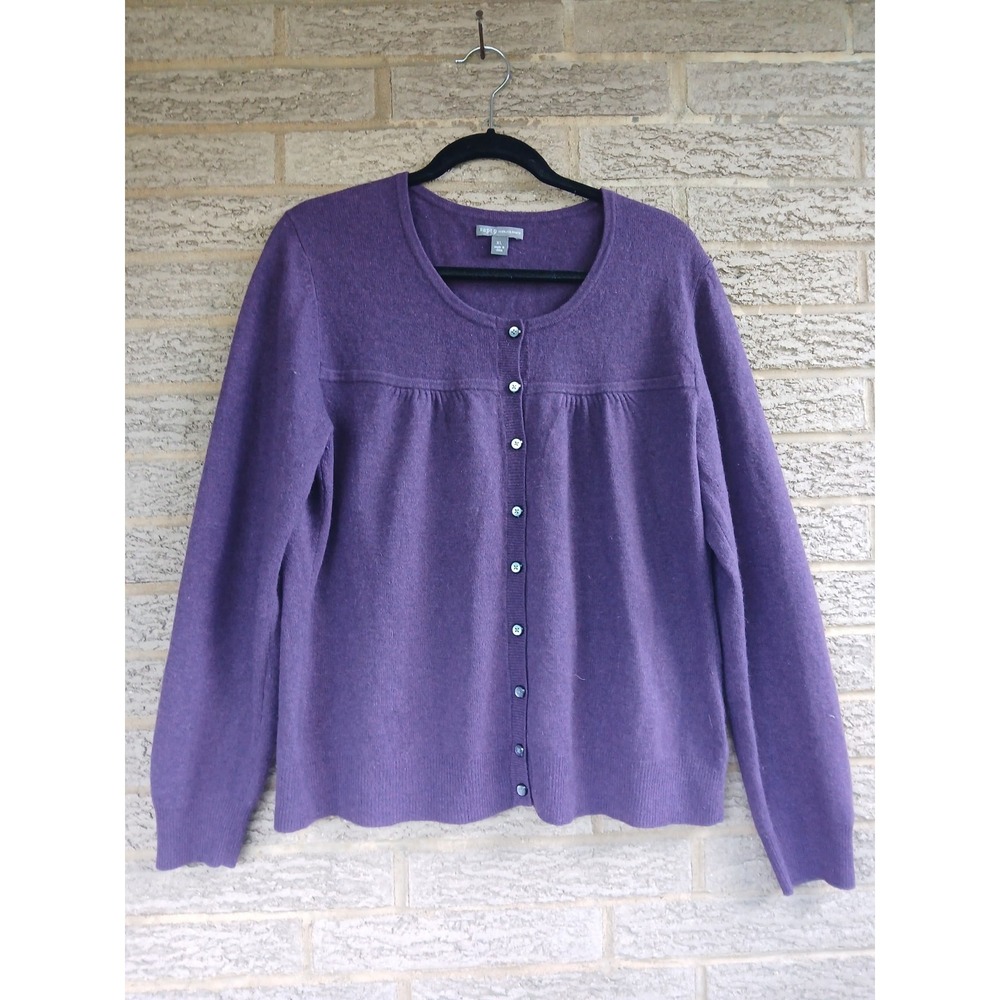 Apt 9 Women's 100% Cashmere Purple Cardigan Sweater Sz XL